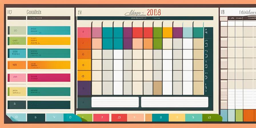 Calendario de estudio con colores y horarios detallados