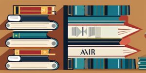 Iconos de libros y una flecha ascendente para el crecimiento académico