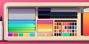 Paleta de colores vibrantes sobre escritorio ordenado