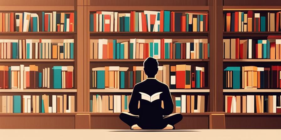 Estudiante equilibrando libros y meditación
