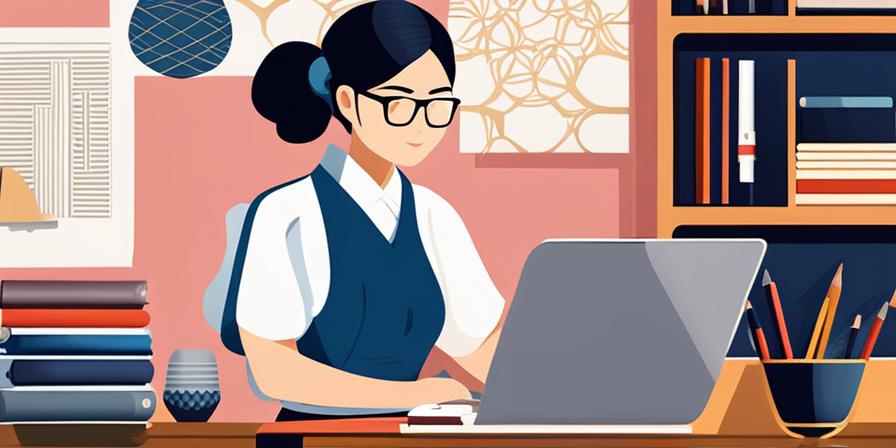 Estudiante japonés trabajando diligentemente en su escritorio