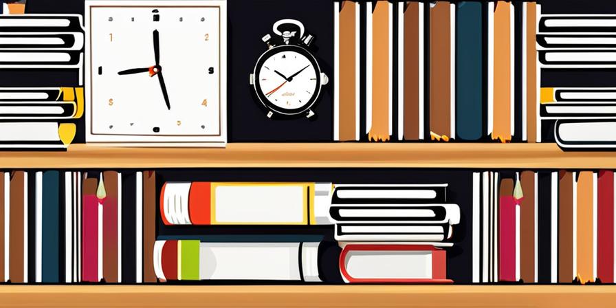 Reloj con elementos de estudio y productividad: libros y lápices