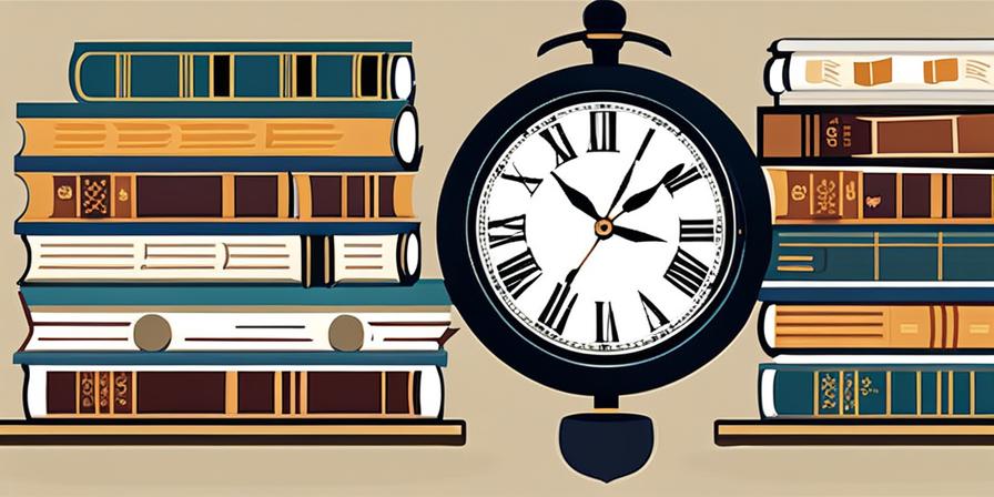 Reloj y pila de libros con marca de verificación
